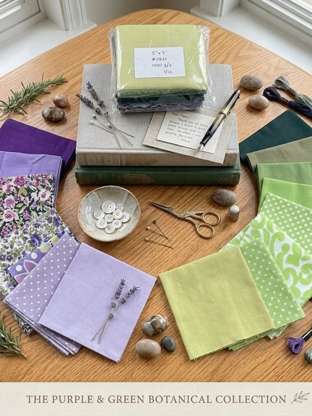 150 pcs Thistle & Sage pre cut charm pack 5" squares 100% cotton fabric quilt